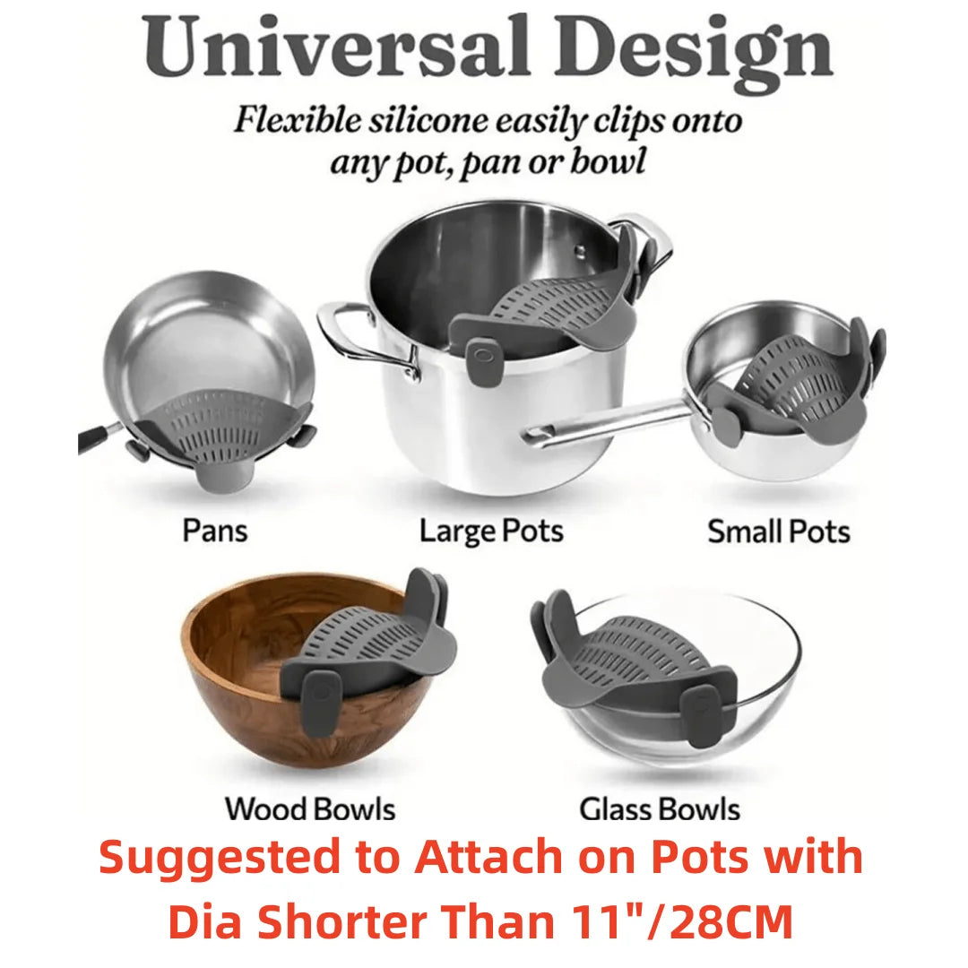 Adjustable Clip-On Pot Strainer - Perfect for Pots, Pans, and Bowls!