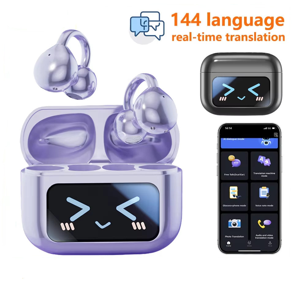 Touch Screen Wireless Bluetooth Earphone 144 Languages Real-Time Translation Headphones Hifi Audio Earbuds Sports Games Headset