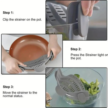 Adjustable Clip-On Pot Strainer - Perfect for Pots, Pans, and Bowls!