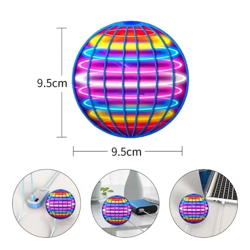Hand-Controlled LED Flying Ball - 360° Rotating Cosmic Globe for Kids - Perfect Indoor & Outdoor Toy