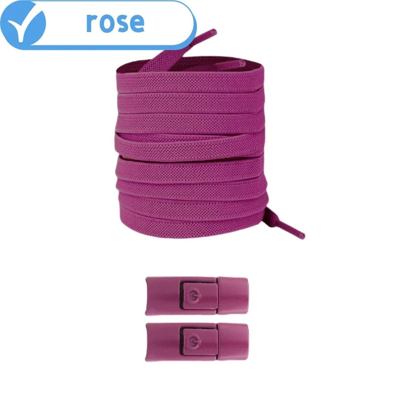 Revolutionary No Tie Elastic Shoelaces - Easy Press Lock Design for Kids & Adults - 8MM Widened Flat Laces for Sneakers