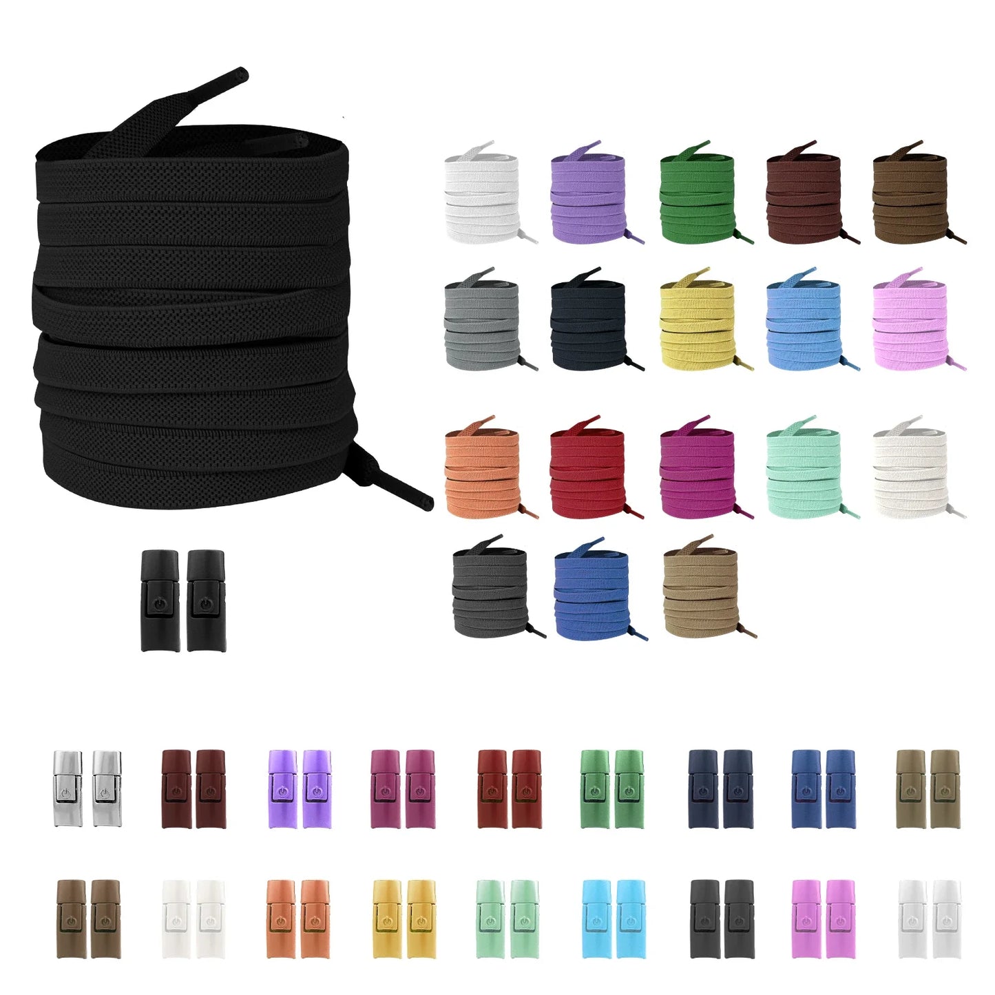 Revolutionary No Tie Elastic Shoelaces - Easy Press Lock Design for Kids & Adults - 8MM Widened Flat Laces for Sneakers