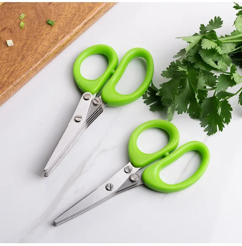 Versatile Stainless Steel Kitchen Scissors - 3/5 Layer Pepper & Scallion Cutter for Effortless Cooking!