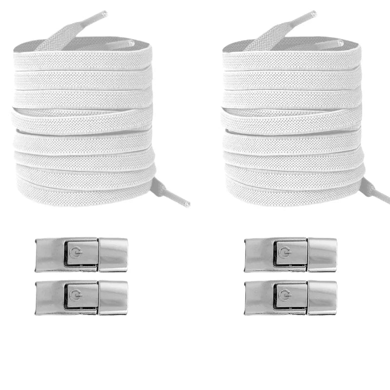 Revolutionary No Tie Elastic Shoelaces - Easy Press Lock Design for Kids & Adults - 8MM Widened Flat Laces for Sneakers