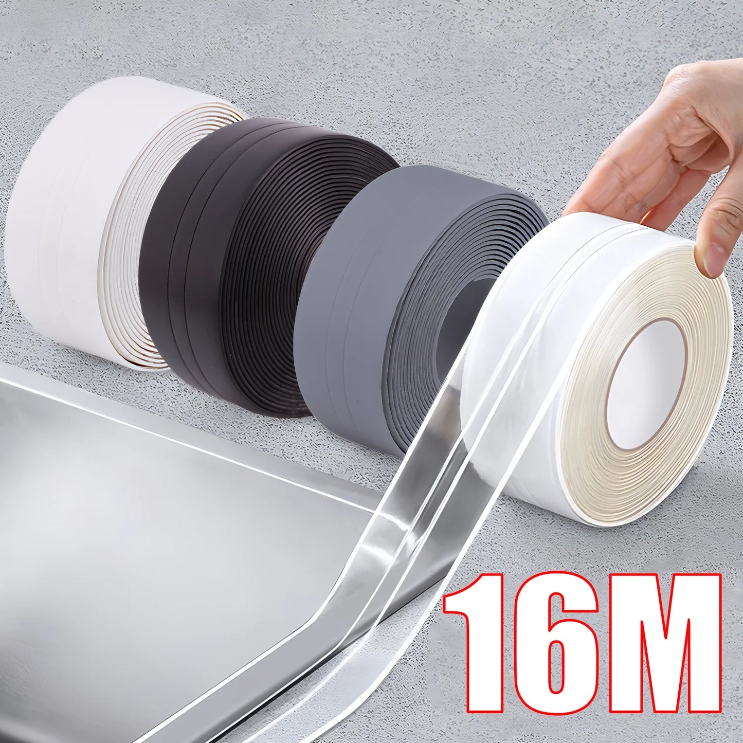 Upgrade Your Space with Premium Waterproof Sealing Tape Strips - Self-Adhesive PVC Wall Stickers for a Mold-Free Bathroom, Shower, and Kitchen Sink