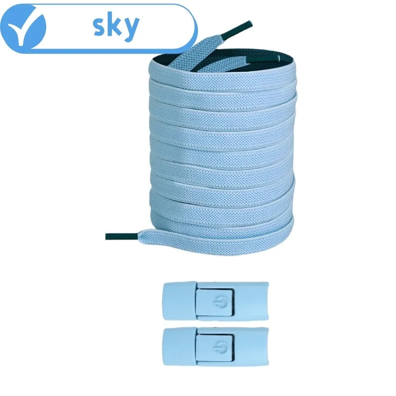 Revolutionary No Tie Elastic Shoelaces - Easy Press Lock Design for Kids & Adults - 8MM Widened Flat Laces for Sneakers