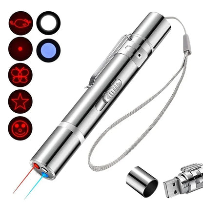 Exciting Interactive USB Rechargeable Cat Laser Pointer - 3 Modes & 5 Fun Patterns for Hours of Play!