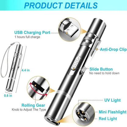 Exciting Interactive USB Rechargeable Cat Laser Pointer - 3 Modes & 5 Fun Patterns for Hours of Play!