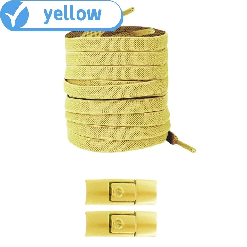 Revolutionary No Tie Elastic Shoelaces - Easy Press Lock Design for Kids & Adults - 8MM Widened Flat Laces for Sneakers