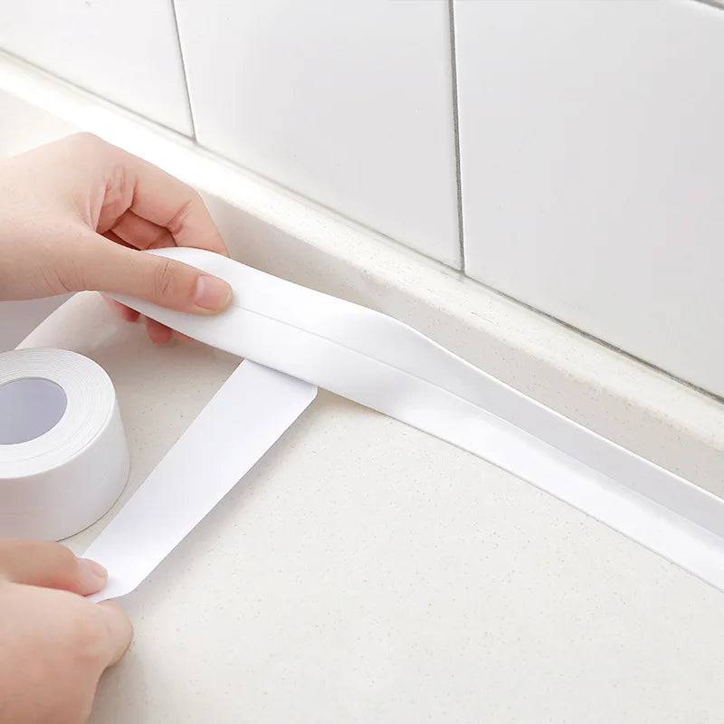 Upgrade Your Space with Premium Waterproof Sealing Tape Strips - Self-Adhesive PVC Wall Stickers for a Mold-Free Bathroom, Shower, and Kitchen Sink