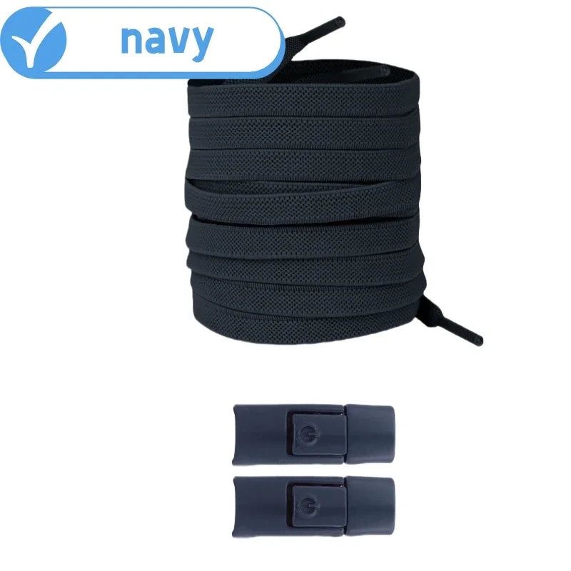 Revolutionary No Tie Elastic Shoelaces - Easy Press Lock Design for Kids & Adults - 8MM Widened Flat Laces for Sneakers