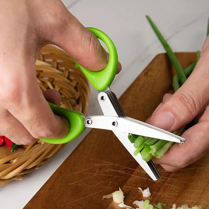 Versatile Stainless Steel Kitchen Scissors - 3/5 Layer Pepper & Scallion Cutter for Effortless Cooking!
