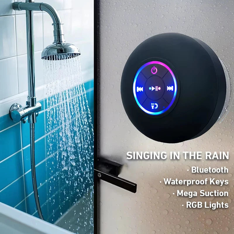 Ultimate Portable Waterproof Bluetooth Speaker with LED Light & Suction Cup - Perfect for Outdoor and Bathroom Use!