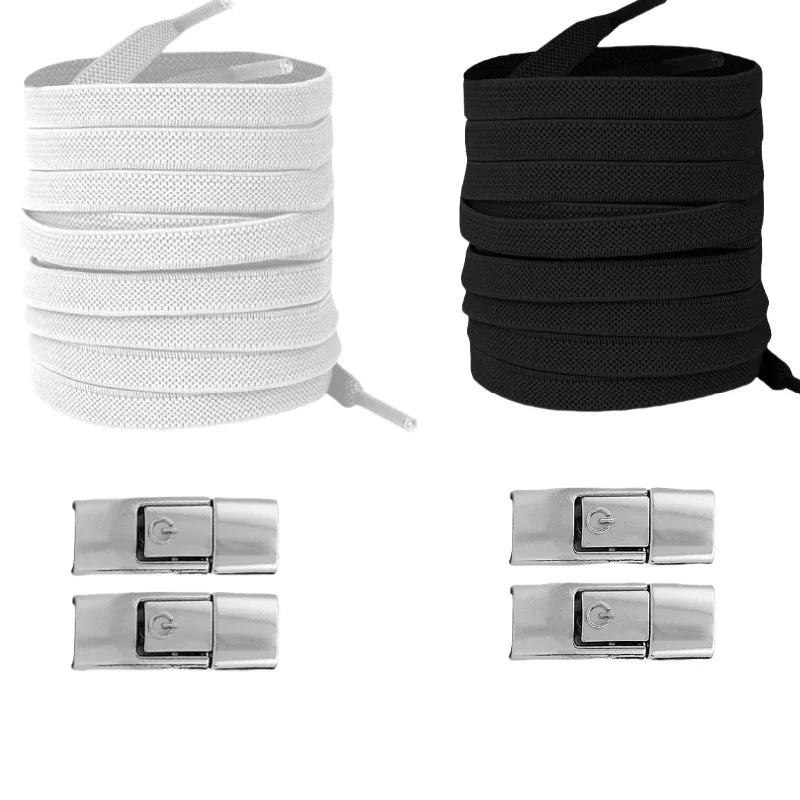 Revolutionary No Tie Elastic Shoelaces - Easy Press Lock Design for Kids & Adults - 8MM Widened Flat Laces for Sneakers