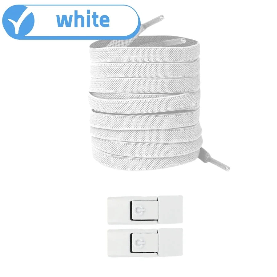 Revolutionary No Tie Elastic Shoelaces - Easy Press Lock Design for Kids & Adults - 8MM Widened Flat Laces for Sneakers