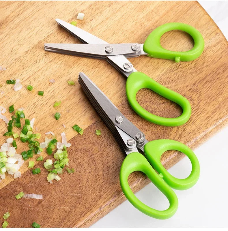 Versatile Stainless Steel Kitchen Scissors - 3/5 Layer Pepper & Scallion Cutter for Effortless Cooking!