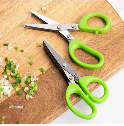 Versatile Stainless Steel Kitchen Scissors - 3/5 Layer Pepper & Scallion Cutter for Effortless Cooking!