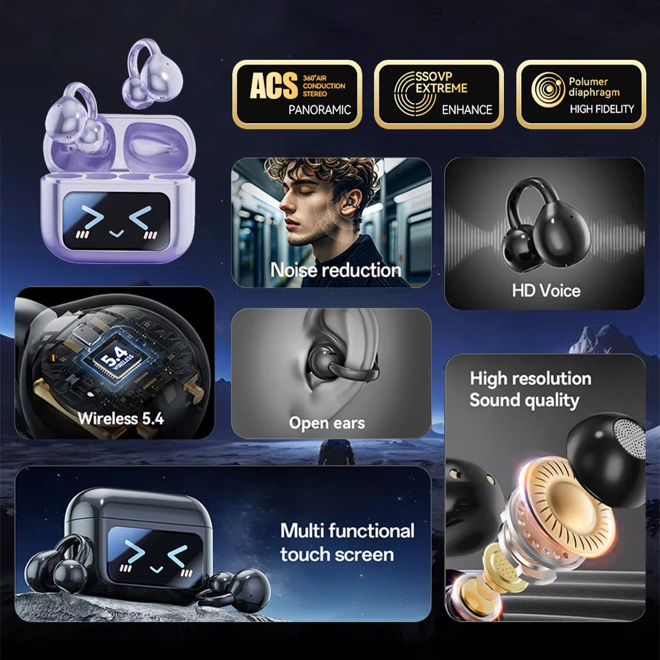 Touch Screen Wireless Bluetooth Earphone 144 Languages Real-Time Translation Headphones Hifi Audio Earbuds Sports Games Headset